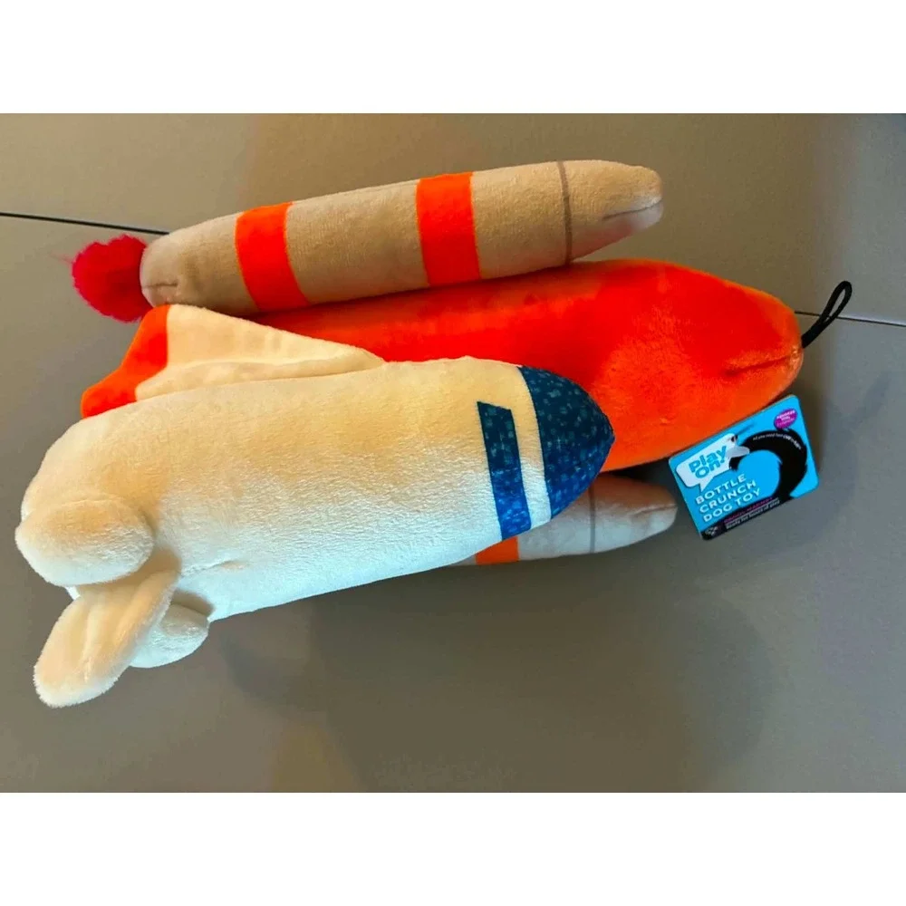 Play On Plush Dog Toy Bundle 4pc Multicolor NEW Space Shuttle Snake Lion Car